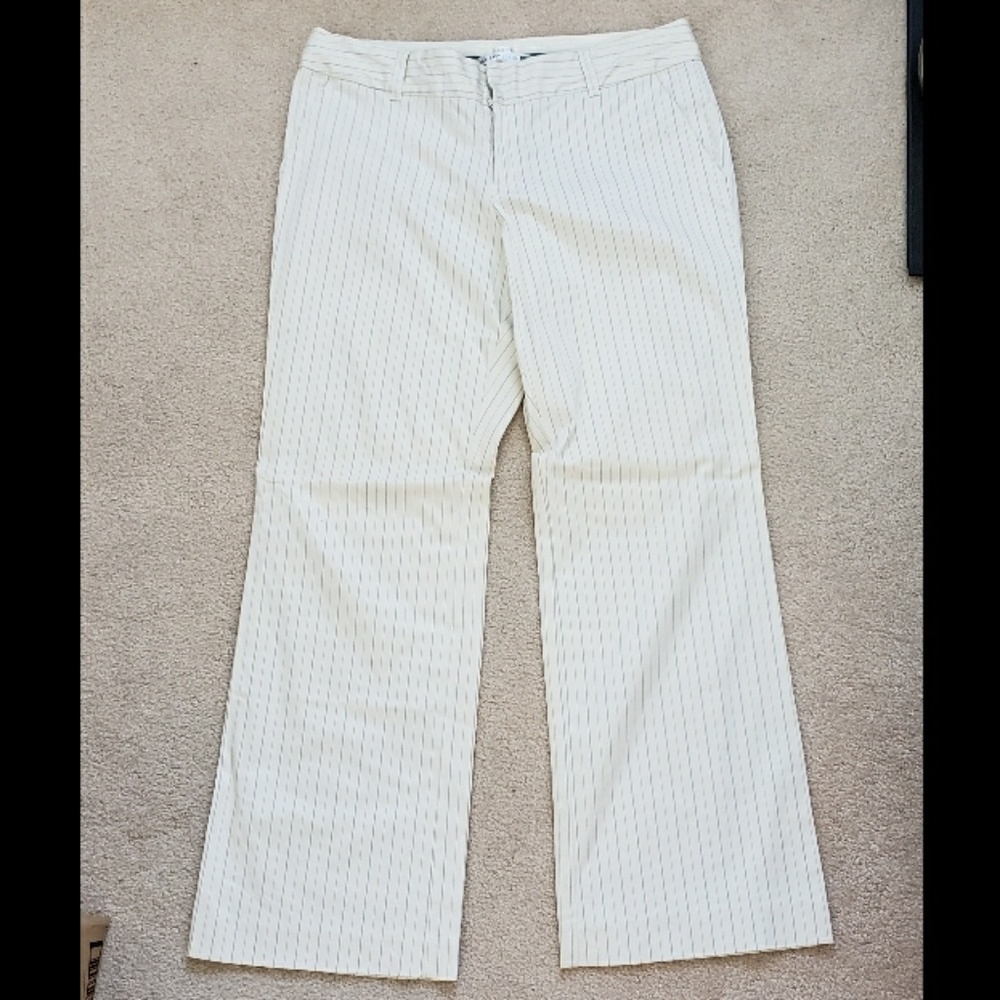 Old Navy Cream Pinstripe Dress Pants